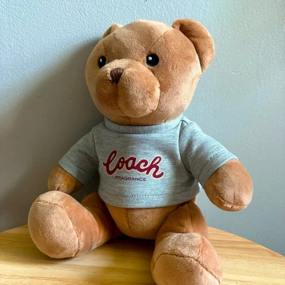 Coach Brown Teddy Bear with Gray Shirt - Picture 1 of 5